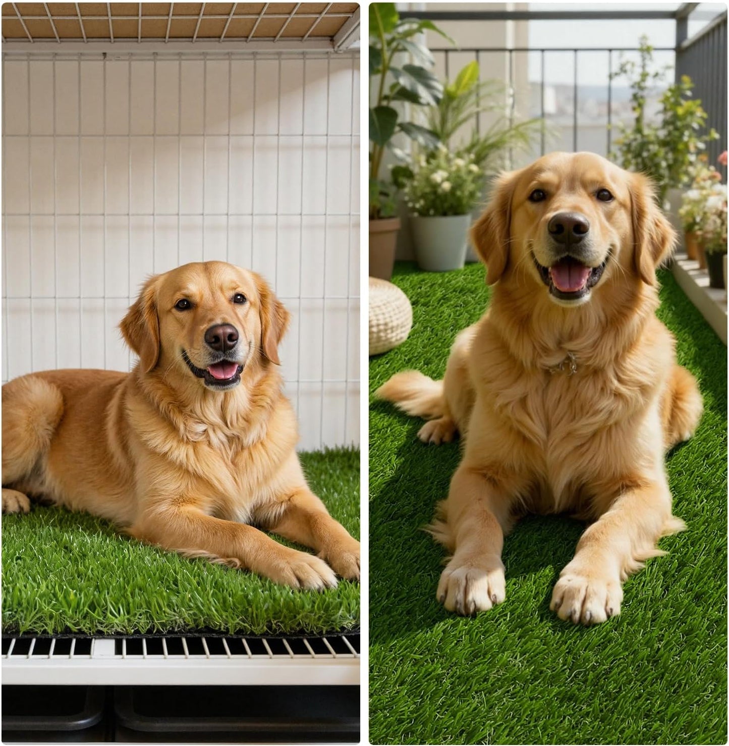 Artificial Grass Turf Rug 3'x5', Fake Grass Pee Pad for Potty Training | Washable Reusable Grass Mat with Drainage Holes, Turf Patch for Dog Potty, Indoor Outdoor Pet Turf for Lawn, Balcony, Yard