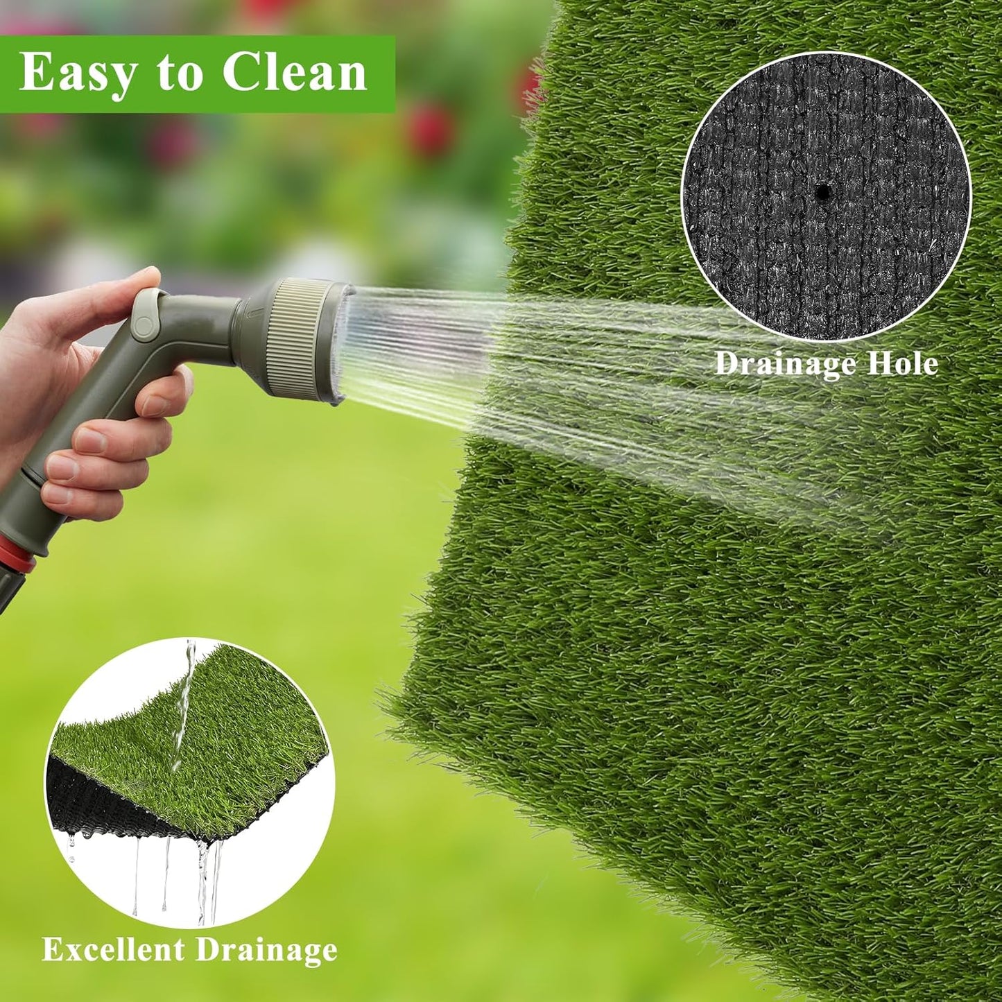 Artificial Grass Turf Rug 3'x5', Fake Grass Pee Pad for Potty Training | Washable Reusable Grass Mat with Drainage Holes, Turf Patch for Dog Potty, Indoor Outdoor Pet Turf for Lawn, Balcony, Yard