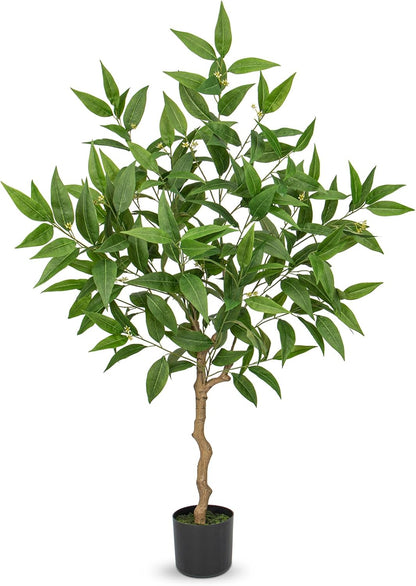 Artificial Eucalyptus Tree Plant in Black Pot – 5FT Tall Faux Indoor Plant for Home Décor, Modern Greenery for Living Room, Bedroom, Office