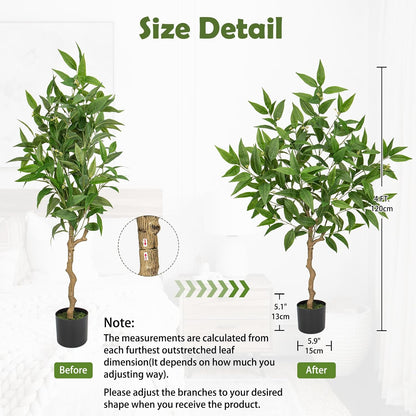 Artificial Eucalyptus Tree Plant in Black Pot – 5FT Tall Faux Indoor Plant for Home Décor, Modern Greenery for Living Room, Bedroom, Office