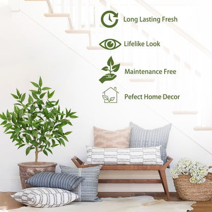 Artificial Eucalyptus Tree Plant in Black Pot – 5FT Tall Faux Indoor Plant for Home Décor, Modern Greenery for Living Room, Bedroom, Office