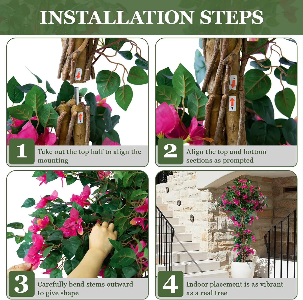 6FT Tall Bougainvillea Artificial Tree for Indoor & Outdoor, 2 Pack