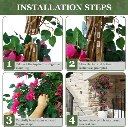 6FT Tall Bougainvillea Artificial Tree for Indoor & Outdoor, 2 Pack