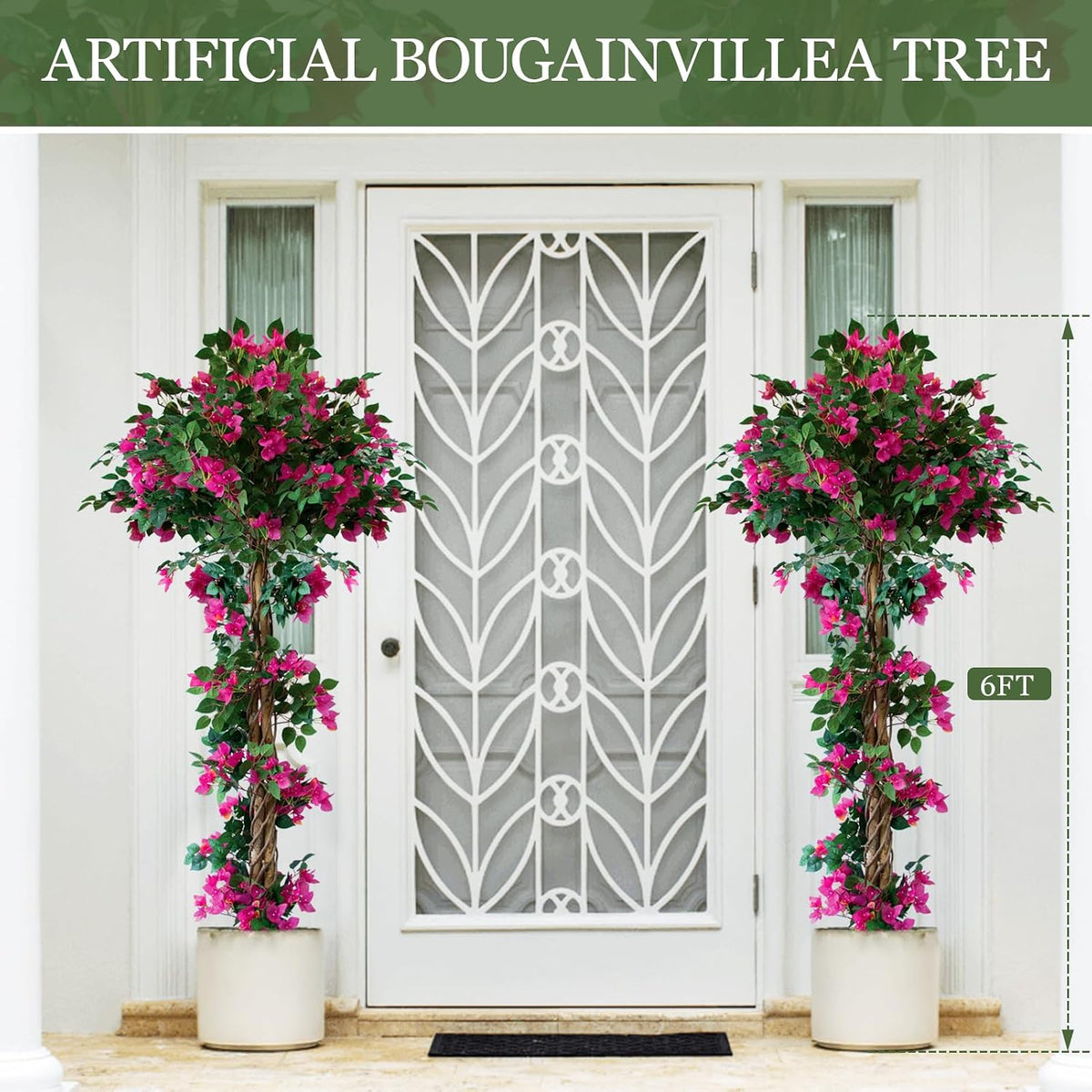 6FT Tall Bougainvillea Artificial Tree for Indoor & Outdoor, 2 Pack