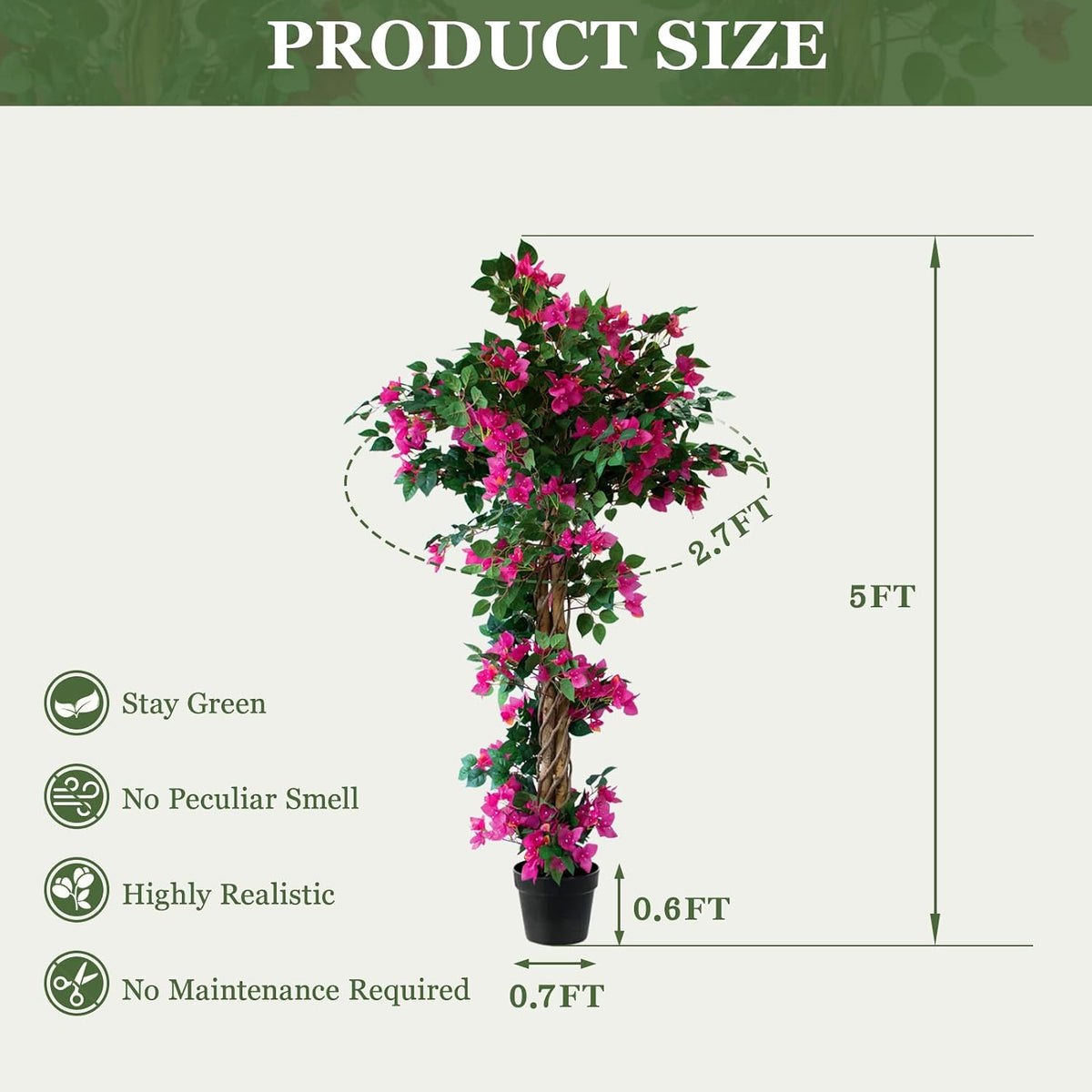 6FT Tall Bougainvillea Artificial Tree for Indoor & Outdoor, 2 Pack