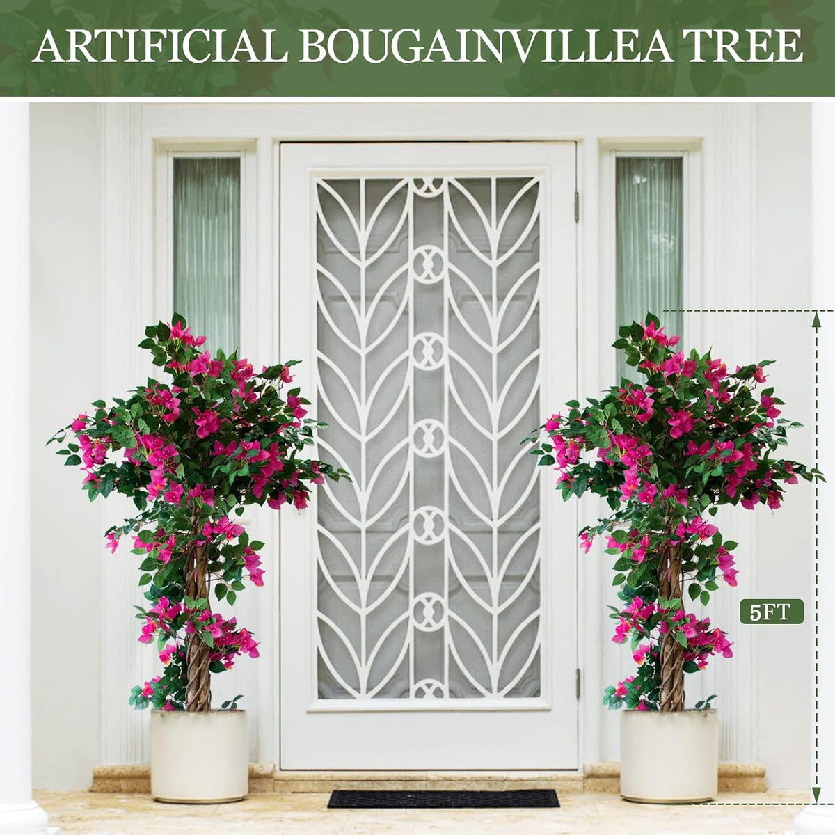 6FT Tall Bougainvillea Artificial Tree for Indoor & Outdoor, 2 Pack