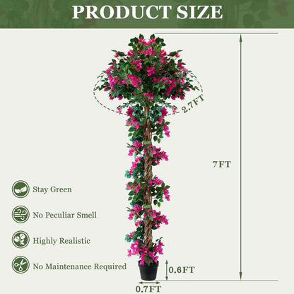 6FT Tall Bougainvillea Artificial Tree for Indoor & Outdoor, 2 Pack