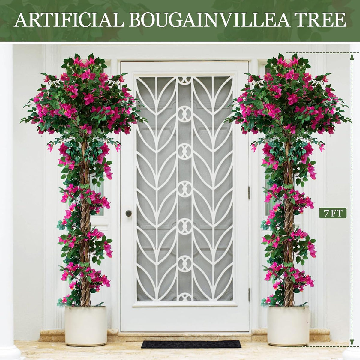 6FT Tall Bougainvillea Artificial Tree for Indoor & Outdoor, 2 Pack