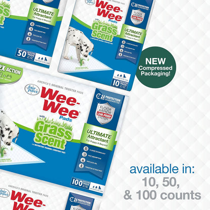 Wee-Wee Ultimate Attractant Dog Pee Pads for Instinctive Training, Leak-Proof Floor Protection Dog & Puppy Quilted Potty Training Pads, Grass Scent, 22" x 23" (50 Count)