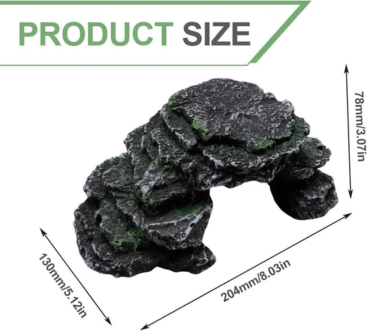 Gecko Hide Shale Scape Step Ledge, Reptile Cave Hideout Tank Accessories Decorations, Ideal for Reptiles, Amphibians, Leopard Gecko, Lizard, Frogs, Turtle (Like Stone, 6 * 6 * 4inch)