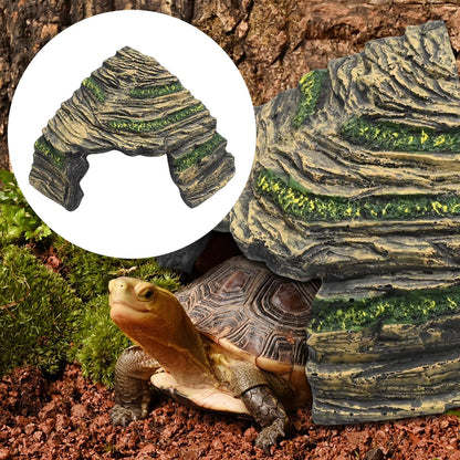 Gecko Hide Shale Scape Step Ledge, Reptile Cave Hideout Tank Accessories Decorations, Ideal for Reptiles, Amphibians, Leopard Gecko, Lizard, Frogs, Turtle (Like Stone, 6 * 6 * 4inch)