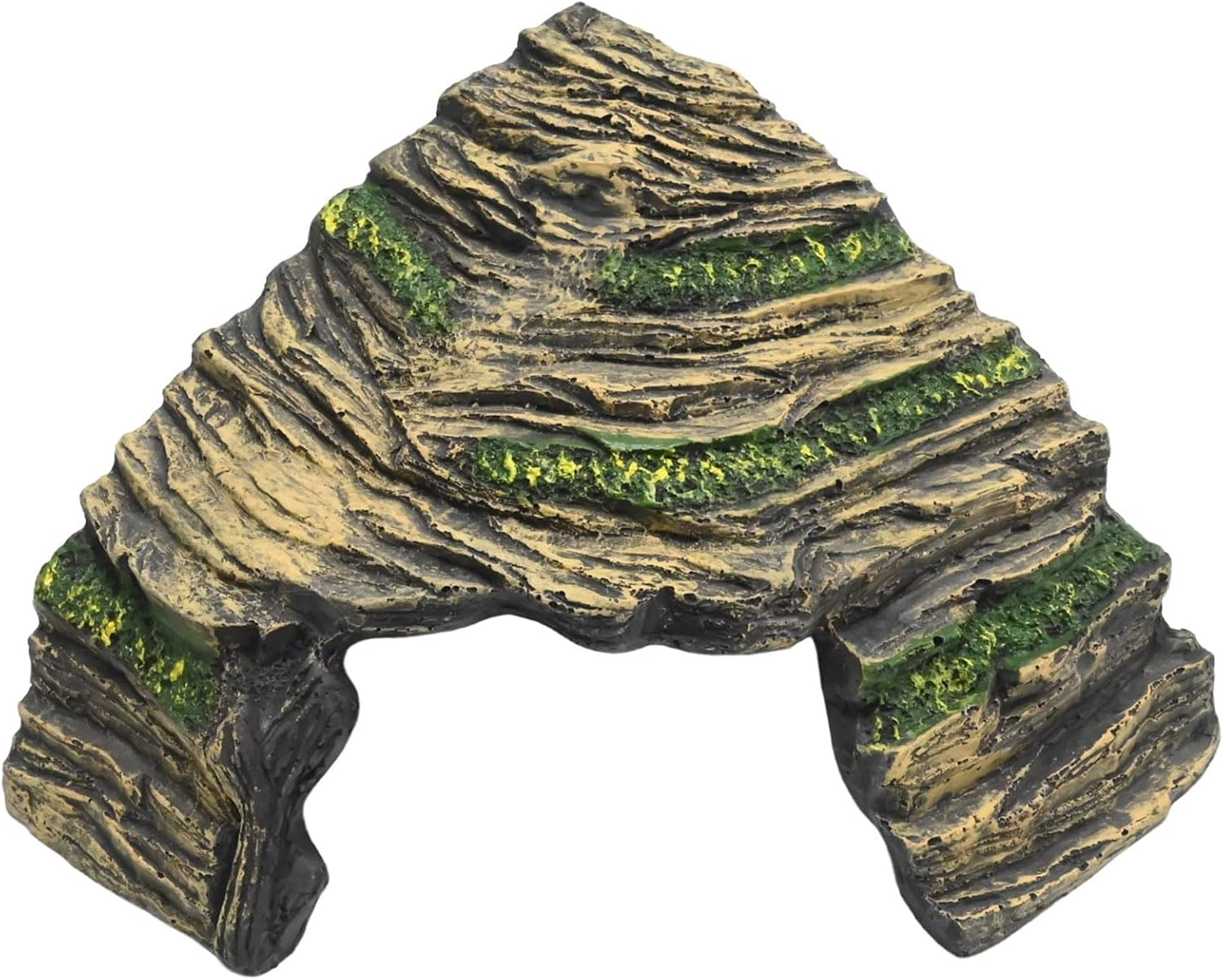 Gecko Hide Shale Scape Step Ledge, Reptile Cave Hideout Tank Accessories Decorations, Ideal for Reptiles, Amphibians, Leopard Gecko, Lizard, Frogs, Turtle (Like Stone, 6 * 6 * 4inch)