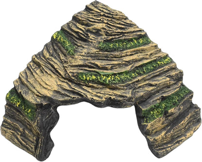 Gecko Hide Shale Scape Step Ledge, Reptile Cave Hideout Tank Accessories Decorations, Ideal for Reptiles, Amphibians, Leopard Gecko, Lizard, Frogs, Turtle (Like Stone, 6 * 6 * 4inch)