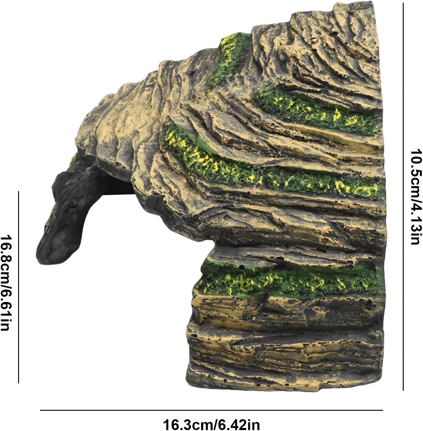 Gecko Hide Shale Scape Step Ledge, Reptile Cave Hideout Tank Accessories Decorations, Ideal for Reptiles, Amphibians, Leopard Gecko, Lizard, Frogs, Turtle (Like Stone, 6 * 6 * 4inch)