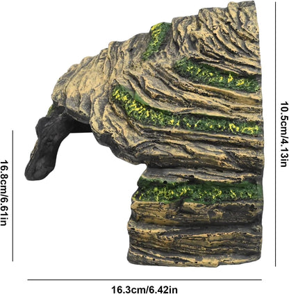 Gecko Hide Shale Scape Step Ledge, Reptile Cave Hideout Tank Accessories Decorations, Ideal for Reptiles, Amphibians, Leopard Gecko, Lizard, Frogs, Turtle (Like Stone, 6 * 6 * 4inch)