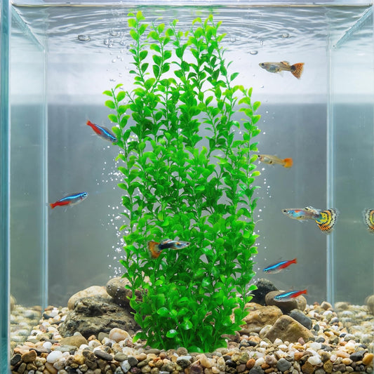 Tall Green Round Leaves Aquarium Décor Plastic Plants Extra Large 22 Inches 6513