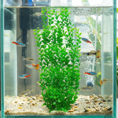 Tall Green Round Leaves Aquarium Décor Plastic Plants Extra Large 22 Inches 6513