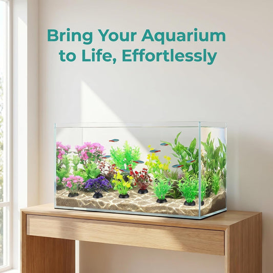 40 Pcs Artificial Aquarium Plants - Mini Fish Tank Decorations | Plastic Fish Tank Landscaping Water Plants, Colorful Aquarium Decor Water Grass for Betta Goldfish Tank Accessories