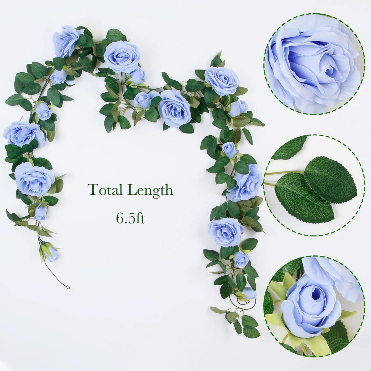 4Pcs(26 FT) Artificial Rose Vine Fake Flower Garland Fake Silk Rose Hanging Vine for Wedding Party Background Arch Garden Background Decoration (Pink)