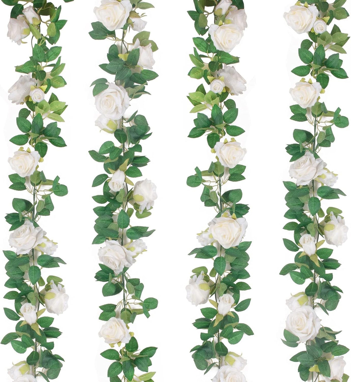 4Pcs(26 FT) Artificial Rose Vine Fake Flower Garland Fake Silk Rose Hanging Vine for Wedding Party Background Arch Garden Background Decoration (Pink)