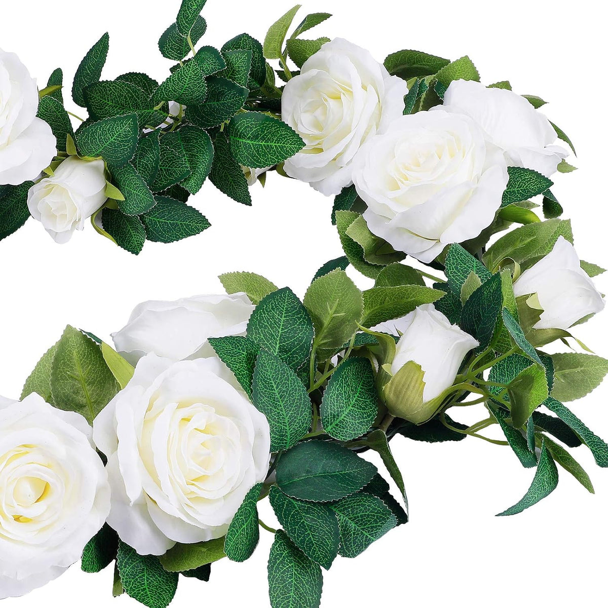 4Pcs(26 FT) Artificial Rose Vine Fake Flower Garland Fake Silk Rose Hanging Vine for Wedding Party Background Arch Garden Background Decoration (Pink)
