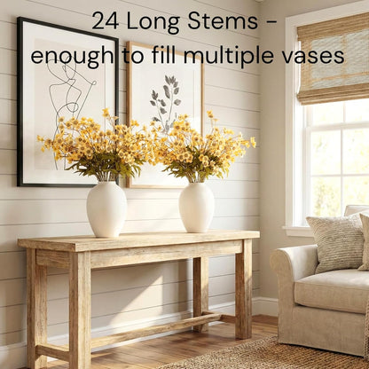 White Cherry Blossom Branches – 6 Pcs 33.5" Long Stem Artificial Flowers for Tall Vase, Premium Faux Silk Spring Decor, Realistic Fake Cherry Blossoms for Home, Wedding & Table Centerpieces