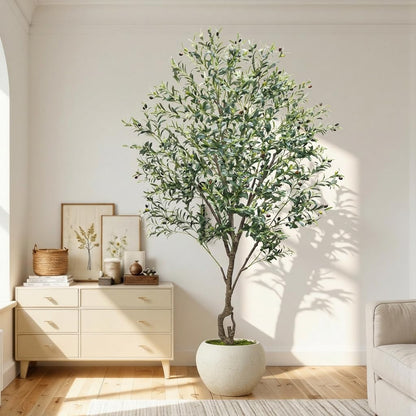 Artificial Cherry Blossom Tree 5FT, Pink Faux Floor Tree | Ball-Shaped Pot with Moss Topper, Lifelike Faux Tree for Home Office, Living Room, Bedroom, Doorway and Hallway Decor