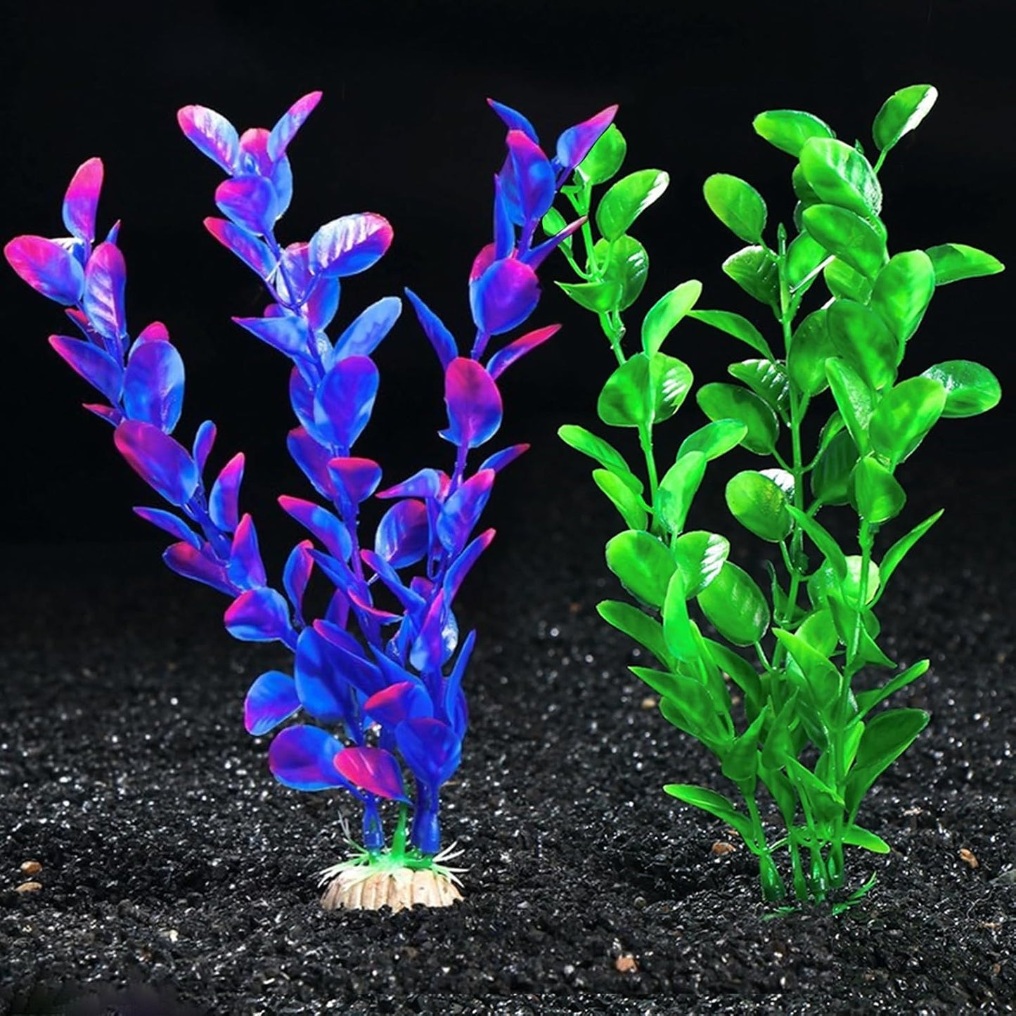 Aquarium Plants Decor,Fish Tank Plants Silk for Artificial Aquarium Plants Plastic Fake,2 Pack Fish Tank Decorations Aquarium Decorations（Green,Purple）