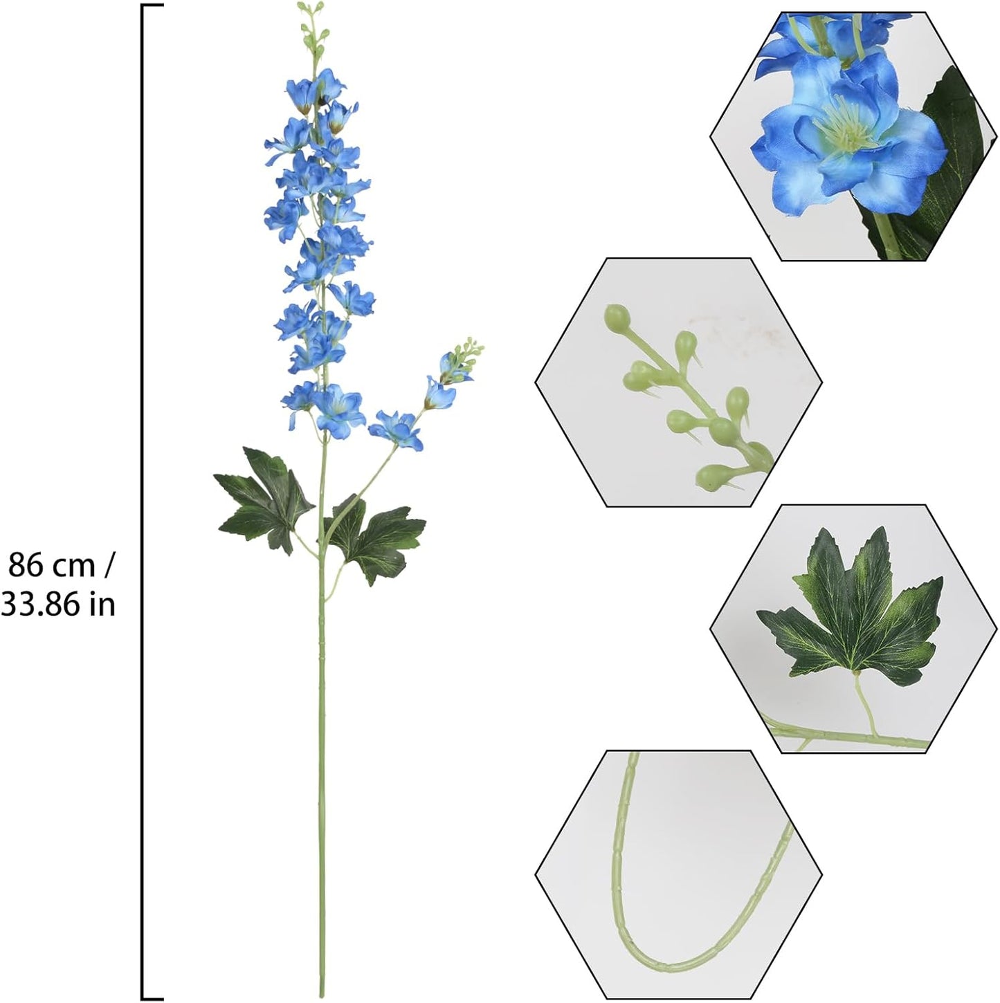 8PCS Dusty Blue Delphinium Artificial Flowers 33.5'' Faux Delphinium Stems Larkspur Silk Flowers for Wedding Table Centerpieces Home Garden Decor(Dusty Blue)