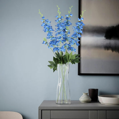 8PCS Dusty Blue Delphinium Artificial Flowers 33.5'' Faux Delphinium Stems Larkspur Silk Flowers for Wedding Table Centerpieces Home Garden Decor(Dusty Blue)
