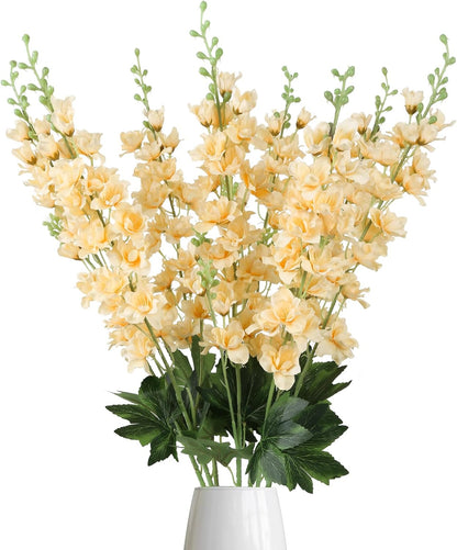 8PCS Dusty Blue Delphinium Artificial Flowers 33.5'' Faux Delphinium Stems Larkspur Silk Flowers for Wedding Table Centerpieces Home Garden Decor(Dusty Blue)