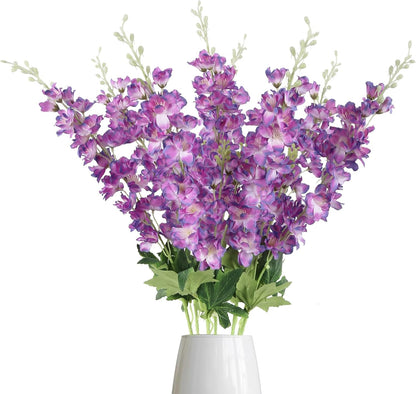 8PCS Dusty Blue Delphinium Artificial Flowers 33.5'' Faux Delphinium Stems Larkspur Silk Flowers for Wedding Table Centerpieces Home Garden Decor(Dusty Blue)
