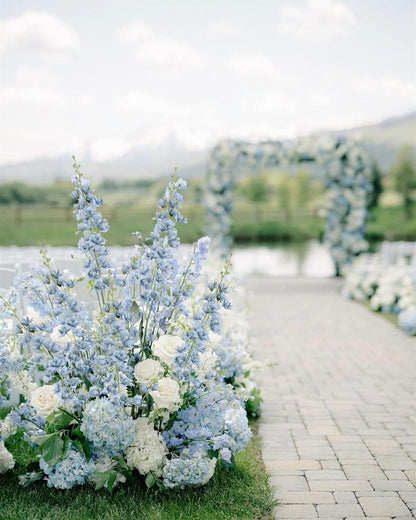 8PCS Dusty Blue Delphinium Artificial Flowers 33.5'' Faux Delphinium Stems Larkspur Silk Flowers for Wedding Table Centerpieces Home Garden Decor(Dusty Blue)