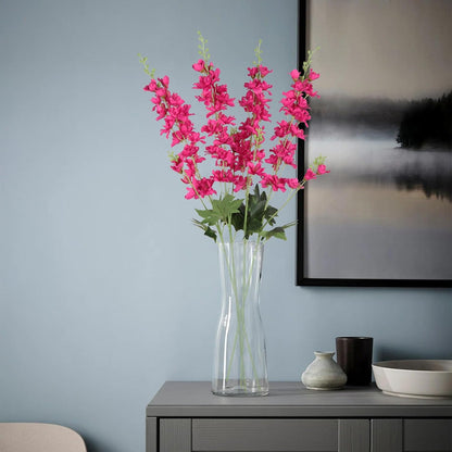8PCS Dusty Blue Delphinium Artificial Flowers 33.5'' Faux Delphinium Stems Larkspur Silk Flowers for Wedding Table Centerpieces Home Garden Decor(Dusty Blue)