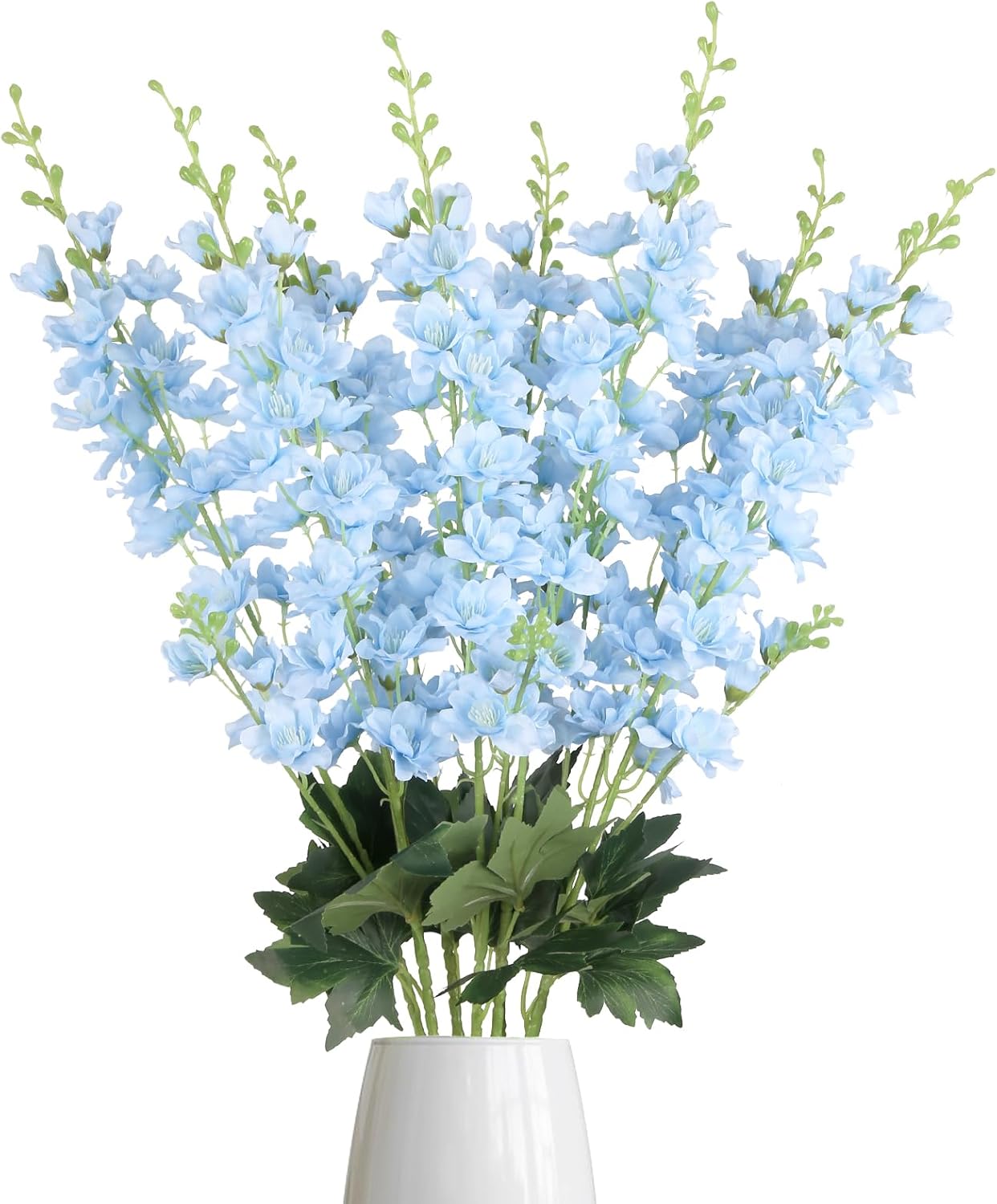 8PCS Dusty Blue Delphinium Artificial Flowers 33.5'' Faux Delphinium Stems Larkspur Silk Flowers for Wedding Table Centerpieces Home Garden Decor(Dusty Blue)