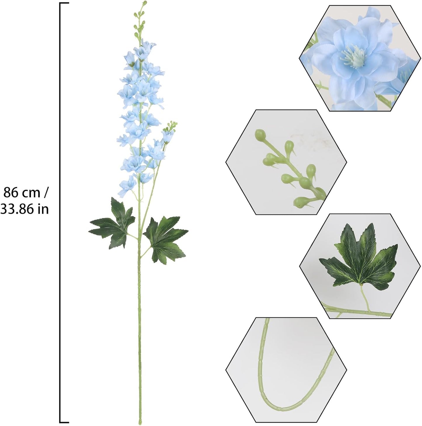 8PCS Dusty Blue Delphinium Artificial Flowers 33.5'' Faux Delphinium Stems Larkspur Silk Flowers for Wedding Table Centerpieces Home Garden Decor(Dusty Blue)