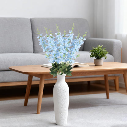 8PCS Dusty Blue Delphinium Artificial Flowers 33.5'' Faux Delphinium Stems Larkspur Silk Flowers for Wedding Table Centerpieces Home Garden Decor(Dusty Blue)