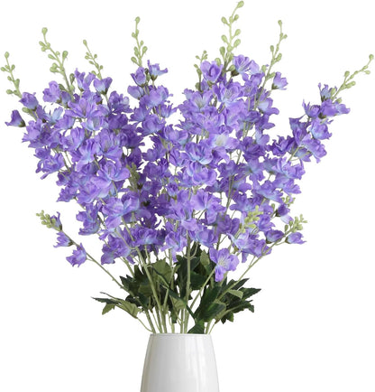 8PCS Dusty Blue Delphinium Artificial Flowers 33.5'' Faux Delphinium Stems Larkspur Silk Flowers for Wedding Table Centerpieces Home Garden Decor(Dusty Blue)