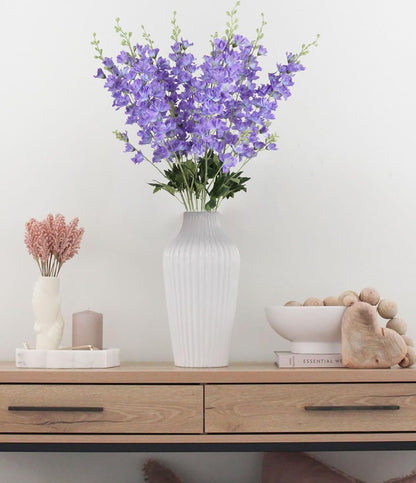 8PCS Dusty Blue Delphinium Artificial Flowers 33.5'' Faux Delphinium Stems Larkspur Silk Flowers for Wedding Table Centerpieces Home Garden Decor(Dusty Blue)