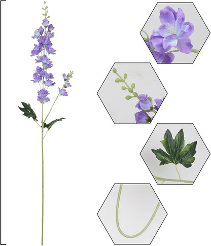 8PCS Dusty Blue Delphinium Artificial Flowers 33.5'' Faux Delphinium Stems Larkspur Silk Flowers for Wedding Table Centerpieces Home Garden Decor(Dusty Blue)