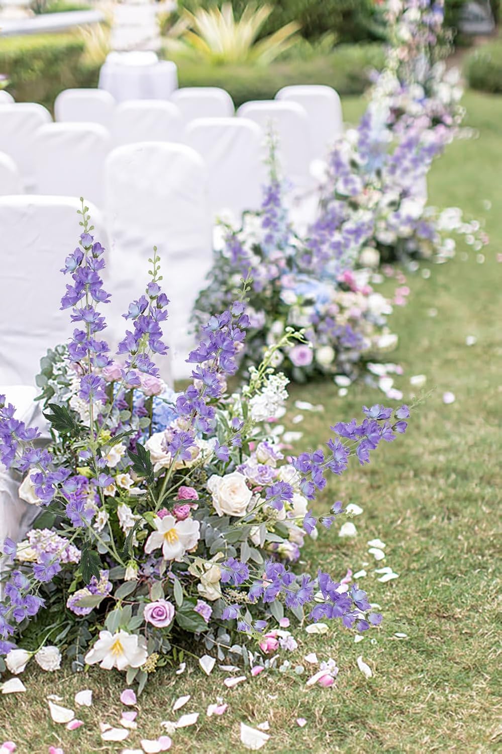 8PCS Dusty Blue Delphinium Artificial Flowers 33.5'' Faux Delphinium Stems Larkspur Silk Flowers for Wedding Table Centerpieces Home Garden Decor(Dusty Blue)