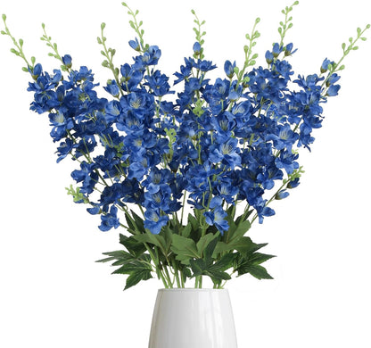 8PCS Dusty Blue Delphinium Artificial Flowers 33.5'' Faux Delphinium Stems Larkspur Silk Flowers for Wedding Table Centerpieces Home Garden Decor(Dusty Blue)