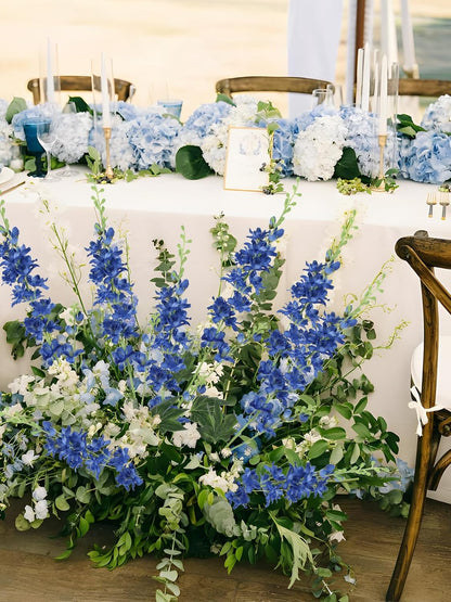 8PCS Dusty Blue Delphinium Artificial Flowers 33.5'' Faux Delphinium Stems Larkspur Silk Flowers for Wedding Table Centerpieces Home Garden Decor(Dusty Blue)