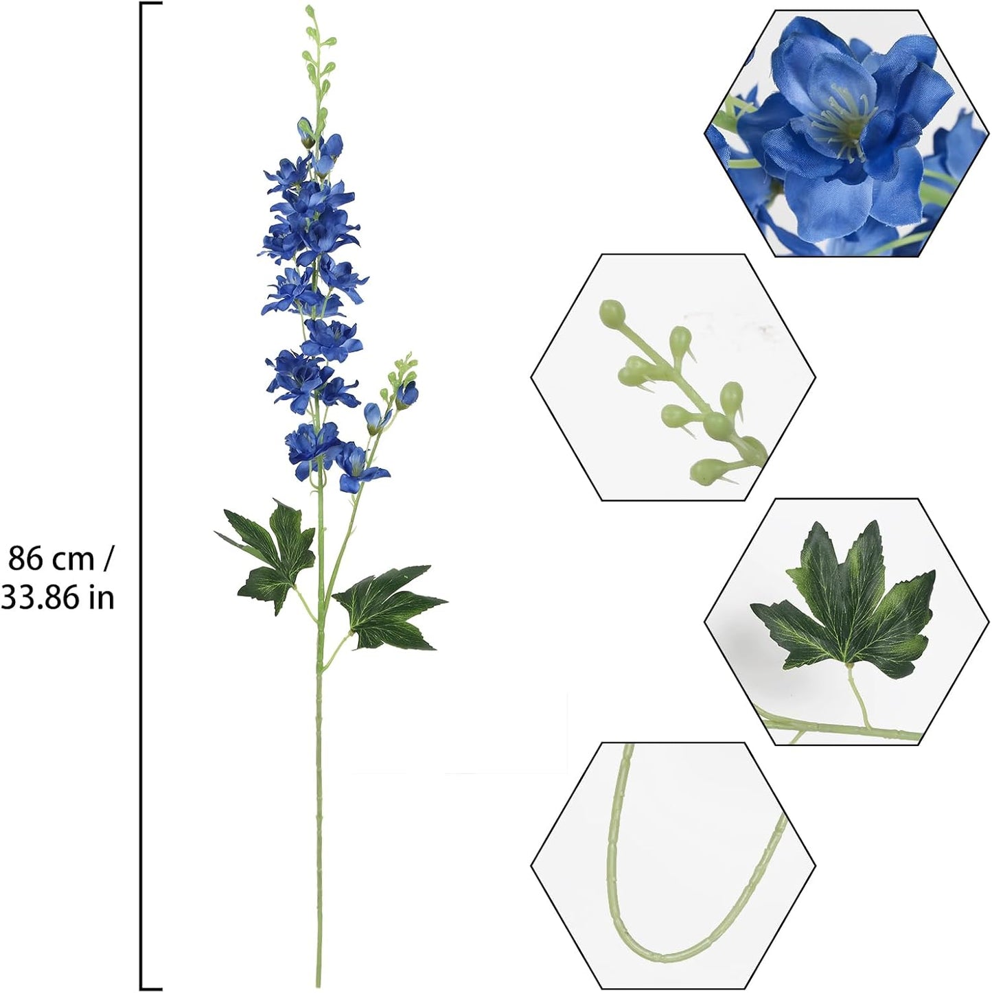 8PCS Dusty Blue Delphinium Artificial Flowers 33.5'' Faux Delphinium Stems Larkspur Silk Flowers for Wedding Table Centerpieces Home Garden Decor(Dusty Blue)