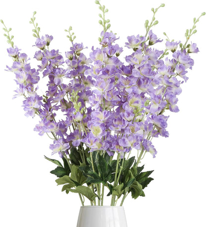 8PCS Dusty Blue Delphinium Artificial Flowers 33.5'' Faux Delphinium Stems Larkspur Silk Flowers for Wedding Table Centerpieces Home Garden Decor(Dusty Blue)