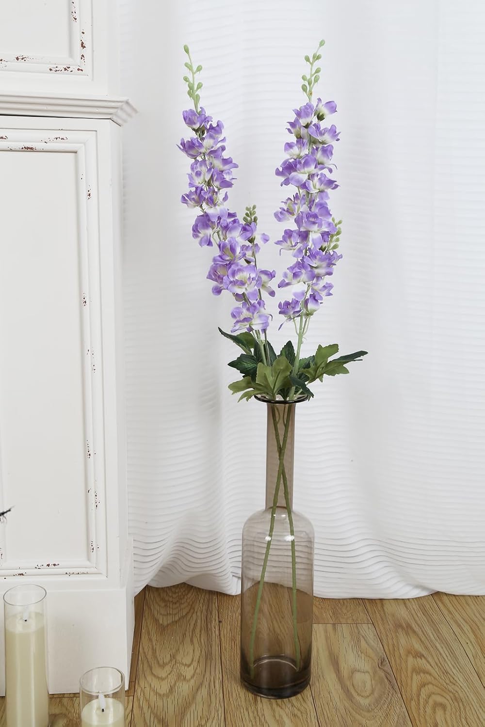 8PCS Dusty Blue Delphinium Artificial Flowers 33.5'' Faux Delphinium Stems Larkspur Silk Flowers for Wedding Table Centerpieces Home Garden Decor(Dusty Blue)