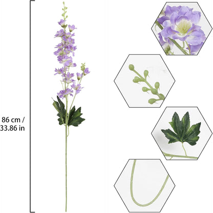 8PCS Dusty Blue Delphinium Artificial Flowers 33.5'' Faux Delphinium Stems Larkspur Silk Flowers for Wedding Table Centerpieces Home Garden Decor(Dusty Blue)