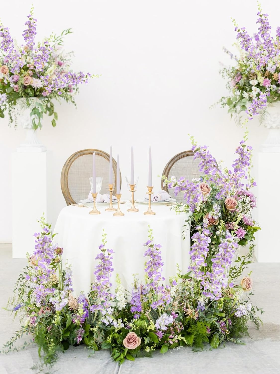 8PCS Dusty Blue Delphinium Artificial Flowers 33.5'' Faux Delphinium Stems Larkspur Silk Flowers for Wedding Table Centerpieces Home Garden Decor(Dusty Blue)