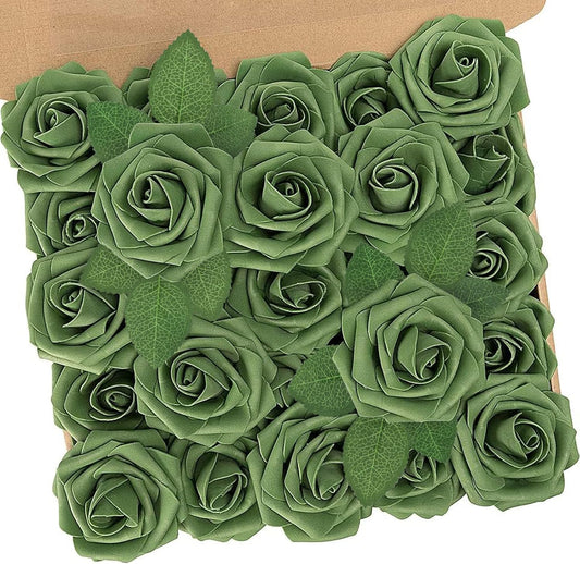 Artificial Flowers,25pcs Real Touch Fake Flowers Rose with Stems Perfect for DIY Wedding Bridesmaid Bridal Bouquets Centerpieces Home Arrangement Party Tables Decoration,Series Purple - Colors A