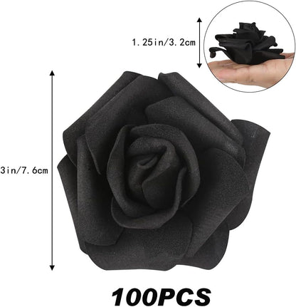 100Pcs Artificial Foam Roses Flowers Heads, 3in Stemless Lilac Foam Fake Flowers Bulk for Crafts, Wall Decorations, DIY Wedding Receptions, Bridal Shower, Faux Bouquets, Party Home Decor(Lilac)